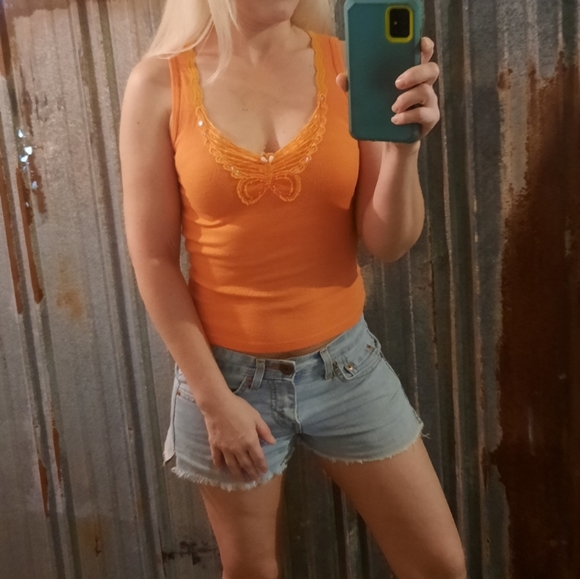 VINTAGE Sequin Butterfly Muscle Shirt - Picture 2 of 7